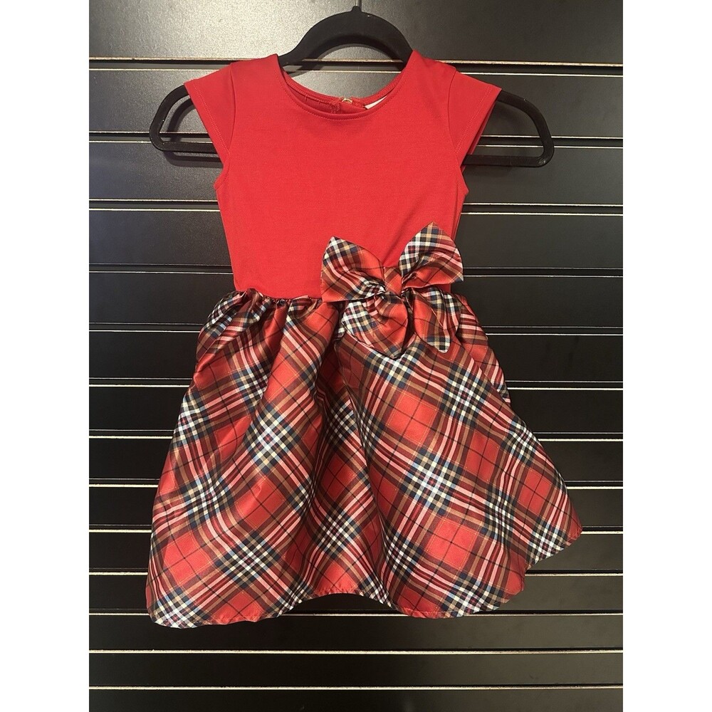 H&M Girls Christmas Holiday Tartan Plaid Dress w/matching Headband size 5T/6 NWT